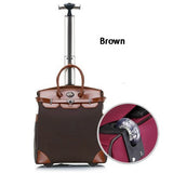 Letrend Korean Oxford Women Travel Bag Rolling Luggage Spinner Wheel Suitcases Women Red Vintage