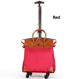 Letrend Korean Oxford Women Travel Bag Rolling Luggage Spinner Wheel Suitcases Women Red Vintage