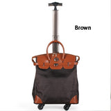 Letrend Korean Oxford Women Travel Bag Rolling Luggage Spinner Wheel Suitcases Women Red Vintage