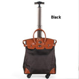 Letrend Korean Oxford Women Travel Bag Rolling Luggage Spinner Wheel Suitcases Women Red Vintage