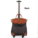 Letrend Korean Oxford Women Travel Bag Rolling Luggage Spinner Wheel Suitcases Women Red Vintage