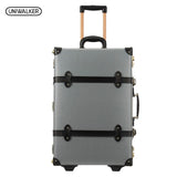 Uniwalker 20 22 24 Inches Gray Cow Leather Travel Trolley Luggage Waterproof Cowhide Suitcase Bag