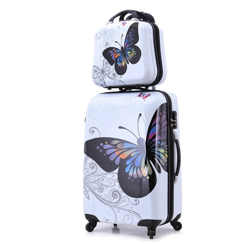 24"+12" Amazing Hot Sales Japan Butterfly Abs Trolley Suitcase Luggage Sets/Pull Rod