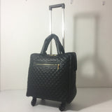 Women 18" Inch Cabin Travel Rolling Luggage Bag,Portable Wheels Suitcase,Fashion Carry-Ons,Pu