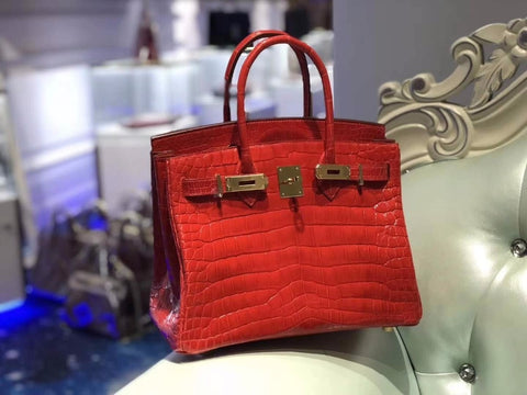Top Luxury Quality 100% Genuine Real Shinny Crocodile Skin Glossy Belly Leather Women Top Handle