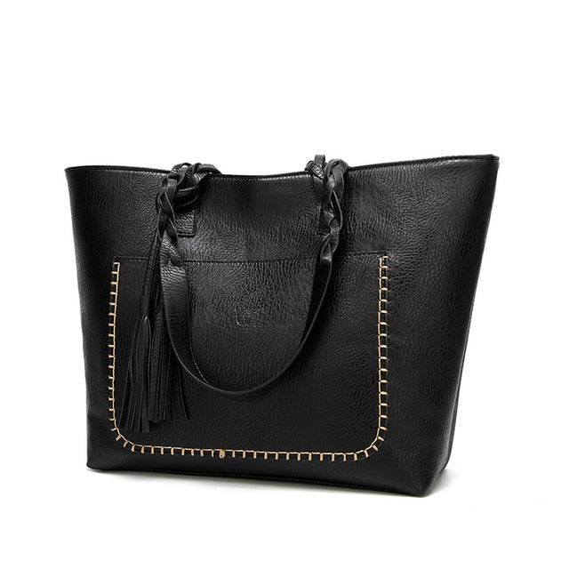 Tinkin  Vintage Pu Tassel Women Shoulder Bag Female Retro Daily Causal Totes Lady Elegant
