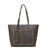 Tinkin  Vintage Pu Tassel Women Shoulder Bag Female Retro Daily Causal Totes Lady Elegant
