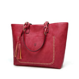 Tinkin  Vintage Pu Tassel Women Shoulder Bag Female Retro Daily Causal Totes Lady Elegant