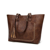 Tinkin  Vintage Pu Tassel Women Shoulder Bag Female Retro Daily Causal Totes Lady Elegant