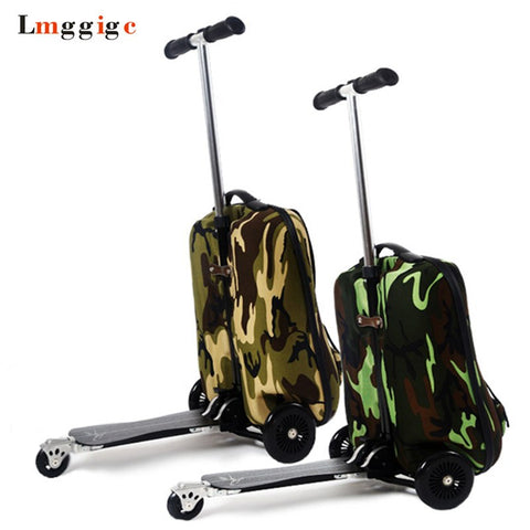 Backpack With Skateboard,Suitcase With Wheels,Rolling Travel Luggage ,Scooter With Bag,Portable