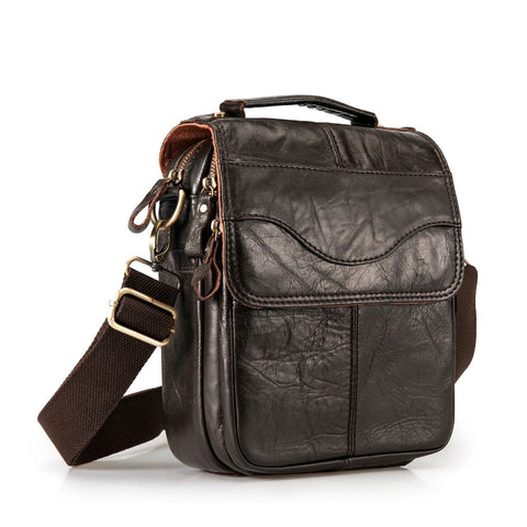 Quality Original Leather Male Casual Shoulder Messenger Bag Cowhide Fashion Cross-Body Bag 8" Pad