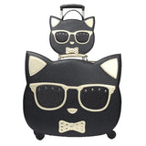 Travel Tale Fashion Lovely Cat 18 Inch100% Pu Rolling Luggage+Handbag Spinner Brand Travel Suitcase