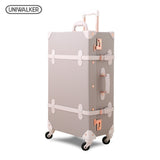 Uniwalker Grey 12''20''22''24''26'' Retro Rolling Luggage Trolley Bagage On Spinner Wheels Travel