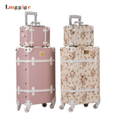 Vintage Luggage Bag,Pu Leather Suitcase Travel Box,Women Universal Wheel Carrier,High Qualit