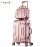 Aluminum Frame Luggage Bag Set,New Travel Suitcase With Spinner Rolling,Trolley Case Carry-On