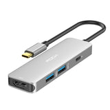Rock All In One Usb Hub Converter Usb-C To Hdmi 4K Max 87W Pd Adapter For Macbook/Pro Type C Hub