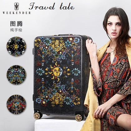Travel Tale Hand Painted Retro Print 20/24/26Inch Size Abs+Pc Rolling Luggage Spinner Brand