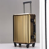 100% Full Aluminum Alloy Trolley 20 Inch Metal Luggage Mala De Viage Fashionable Checked Suitcase