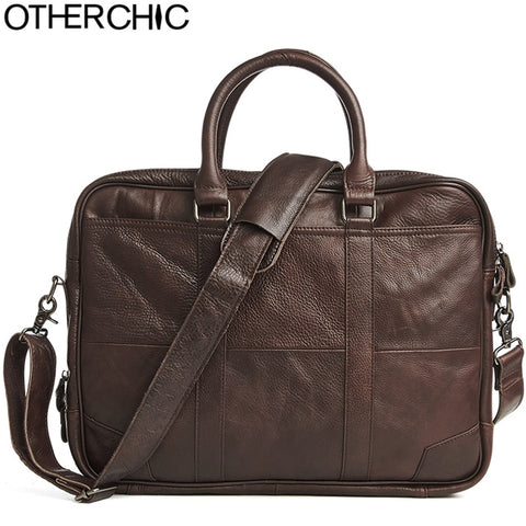 Otherchic Men Portfolios Genuine Leather Brand Briefcase 14" Laptop Business Messenger Bag