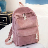 Miyahouse Preppy Style Soft Fabric Backpack Female Corduroy Design School Backpack For Teenage