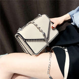 British Fashion Simple Small Square Bag Women'S Designer Handbag 2018 High-Quality Pu Leather Rivet