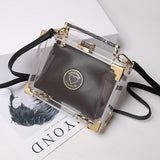 High Quality Stylish Acrylic Clear Box Shape Leather Women'S Handbag Shoulder Bag Casual Totes