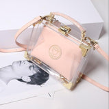High Quality Stylish Acrylic Clear Box Shape Leather Women'S Handbag Shoulder Bag Casual Totes