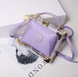 High Quality Stylish Acrylic Clear Box Shape Leather Women'S Handbag Shoulder Bag Casual Totes