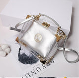 High Quality Stylish Acrylic Clear Box Shape Leather Women'S Handbag Shoulder Bag Casual Totes