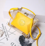 High Quality Stylish Acrylic Clear Box Shape Leather Women'S Handbag Shoulder Bag Casual Totes
