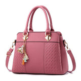 Fashion Women Handbags Tassel Pu Leather Totes Bag Top-Handle Embroidery Crossbody Bag Shoulder Bag