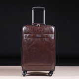 Quality Leather Universal Wheels Trolley Luggage Travel Bag Cowhide 16 20 24 Commercial