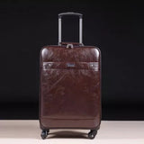 Quality Leather Universal Wheels Trolley Luggage Travel Bag Cowhide 16 20 24 Commercial