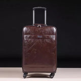 Quality Leather Universal Wheels Trolley Luggage Travel Bag Cowhide 16 20 24 Commercial