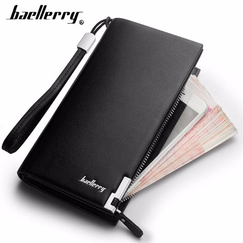 Baellerry Men Wallets Classic Long Style Card Holder Male Purse Quality Zipper Large Capacity Big