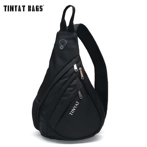 Tinyat Men Bag Men Shoulder Sling Bag Pack Usb Waterproof Messenger Crossbody Bag Black Travel