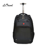 Letrend New Fashion Business Travel Bag Men Carry On Capacity Backpack Women Rolling Luggage