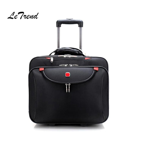 Letrend Business Oxford Rolling Luggage Casters 18 Inch Men Multifunction Carry On Wheels Suitcases