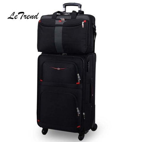 Letrend Business Rolling Luggage Spinner Set Travel Bag Trolley Men Oxford 20 Inch Student Carry On