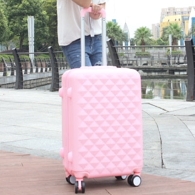 Women Luggage Bag Set,Diamond Pattern Suitcase With Handbag,Fashion Rolling Travel Box,Universal