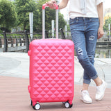 Women Luggage Bag Set,Diamond Pattern Suitcase With Handbag,Fashion Rolling Travel Box,Universal