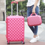 Women Luggage Bag Set,Diamond Pattern Suitcase With Handbag,Fashion Rolling Travel Box,Universal