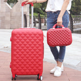 Women Luggage Bag Set,Diamond Pattern Suitcase With Handbag,Fashion Rolling Travel Box,Universal