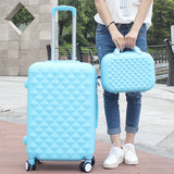 Women Luggage Bag Set,Diamond Pattern Suitcase With Handbag,Fashion Rolling Travel Box,Universal