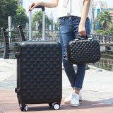 Women Luggage Bag Set,Diamond Pattern Suitcase With Handbag,Fashion Rolling Travel Box,Universal