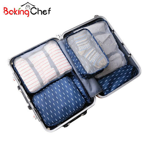 Bakingchef 6 Pcs/Set Travel Storage Bags Woman Shoes Clothes Toiletry Underwear Organizer Luggage