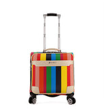 Rolling Luggage Cabin Bag,18" Inch Suitcase With Wheel,Pu Trolley Case With Lock,Colorful Carry