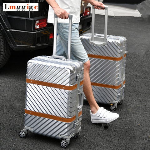 Aluminum Frame+Pc Rolling Luggage Travel Suitcase Bag,Men Trolley Case,Women Multiwheel