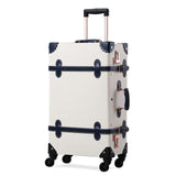 Uniwalker Unisex 12''20''22''24''26'' Pu Leather Vintage Rolling Luggage Retro Trolley Carry On