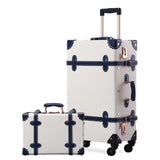 Uniwalker Unisex 12''20''22''24''26'' Pu Leather Vintage Rolling Luggage Retro Trolley Carry On